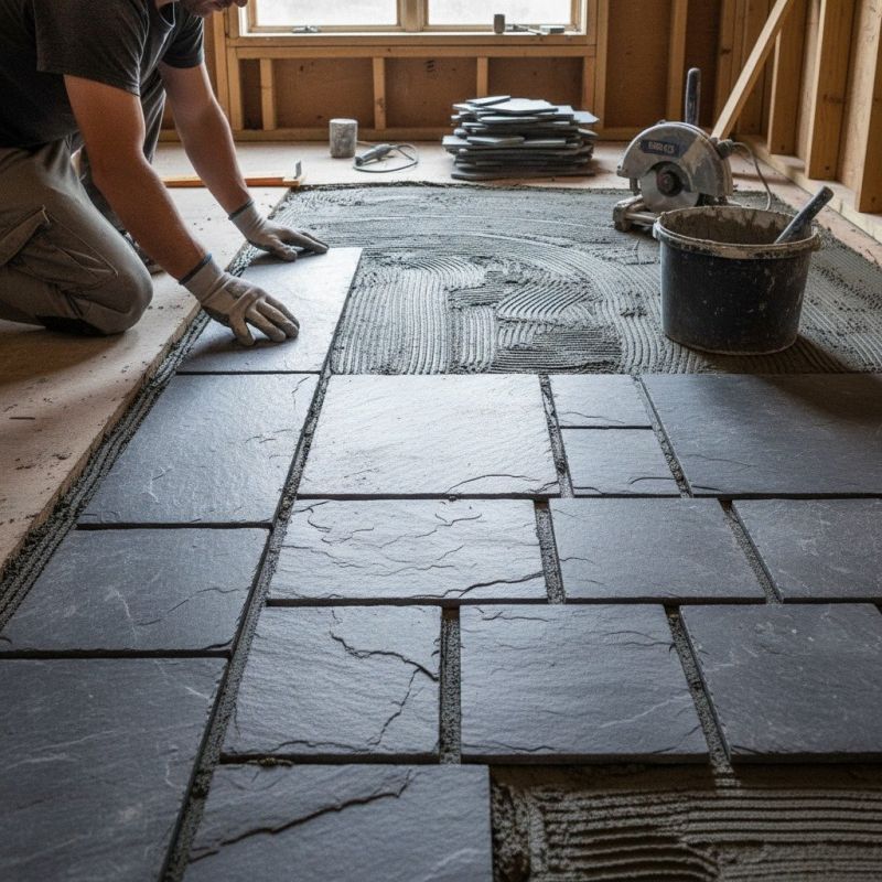 Slate Tile Floor Installation